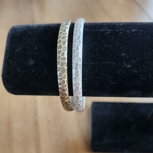 Premier Designs Elegant Antiqued Gold and Silver Textured Bangles